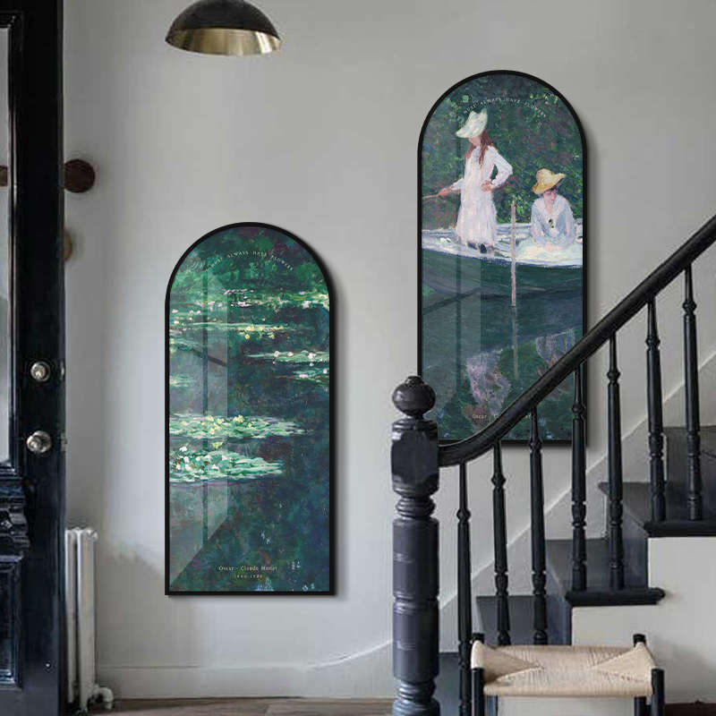 1P2R批发莫奈睡莲印象派名画装饰画欧式风景客厅拱形挂画走廊玄关