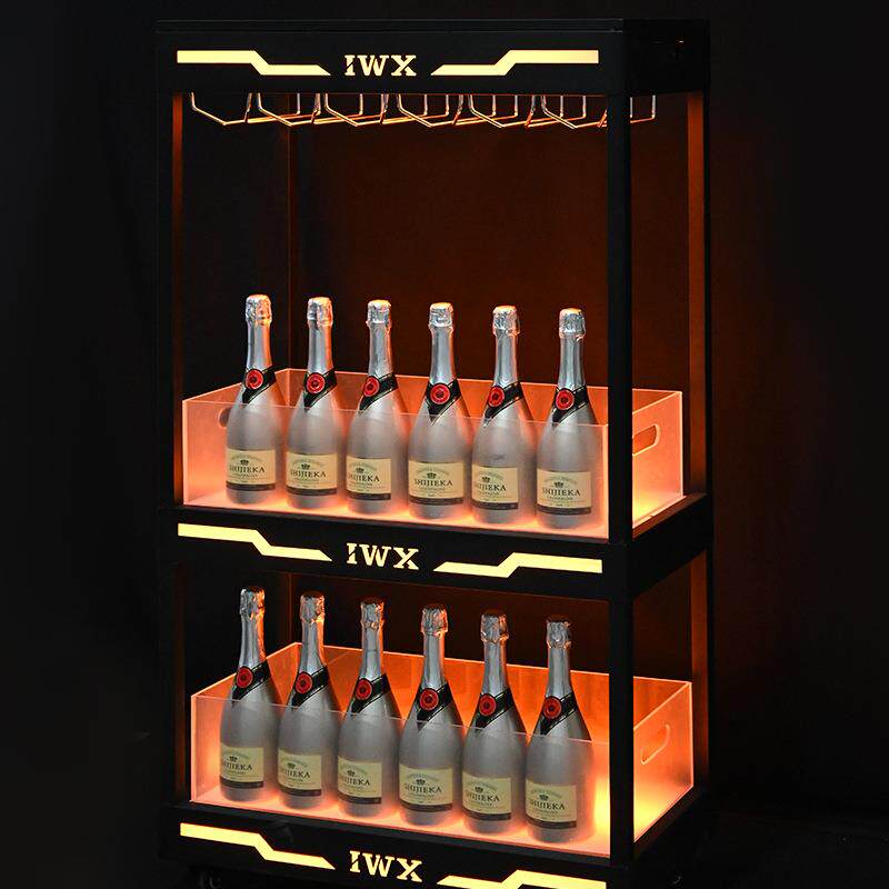 KTV酒吧夜场LED发光酒柜灯光可选亚克力酒架红酒香槟鸡尾酒展示柜