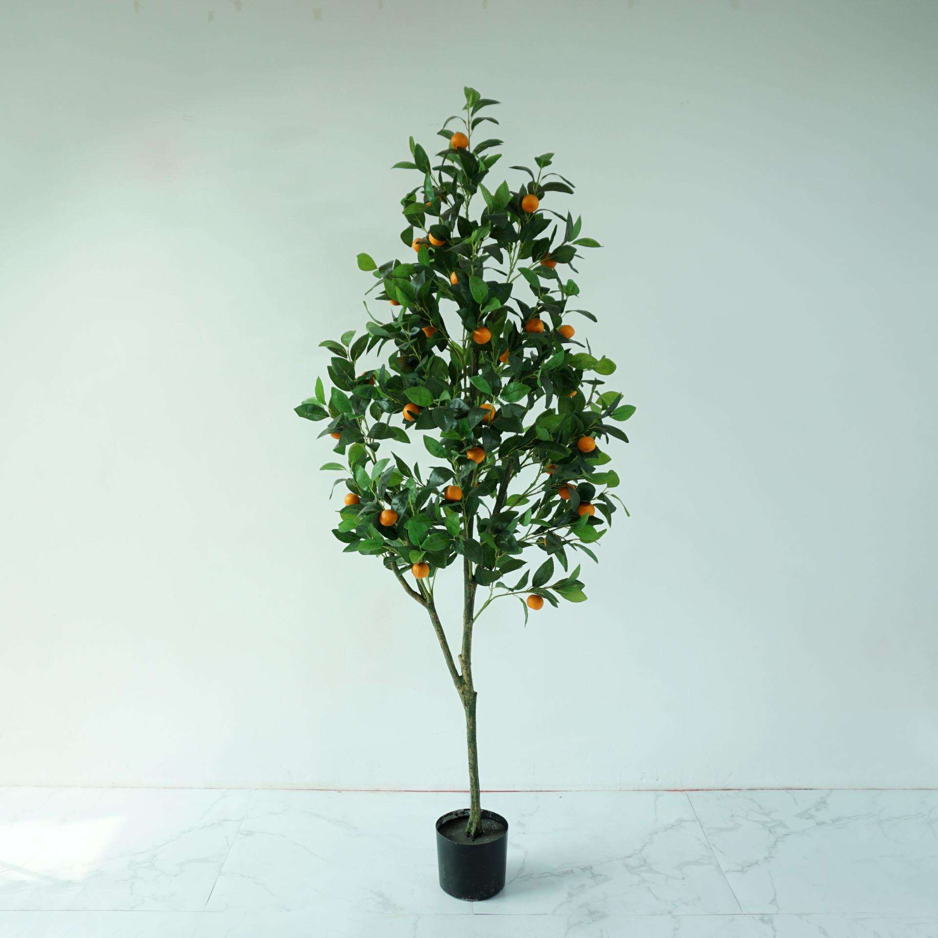 仿真桔子树绿植盆栽店铺橱窗装饰造景设计仿真加密款橘子树假植物