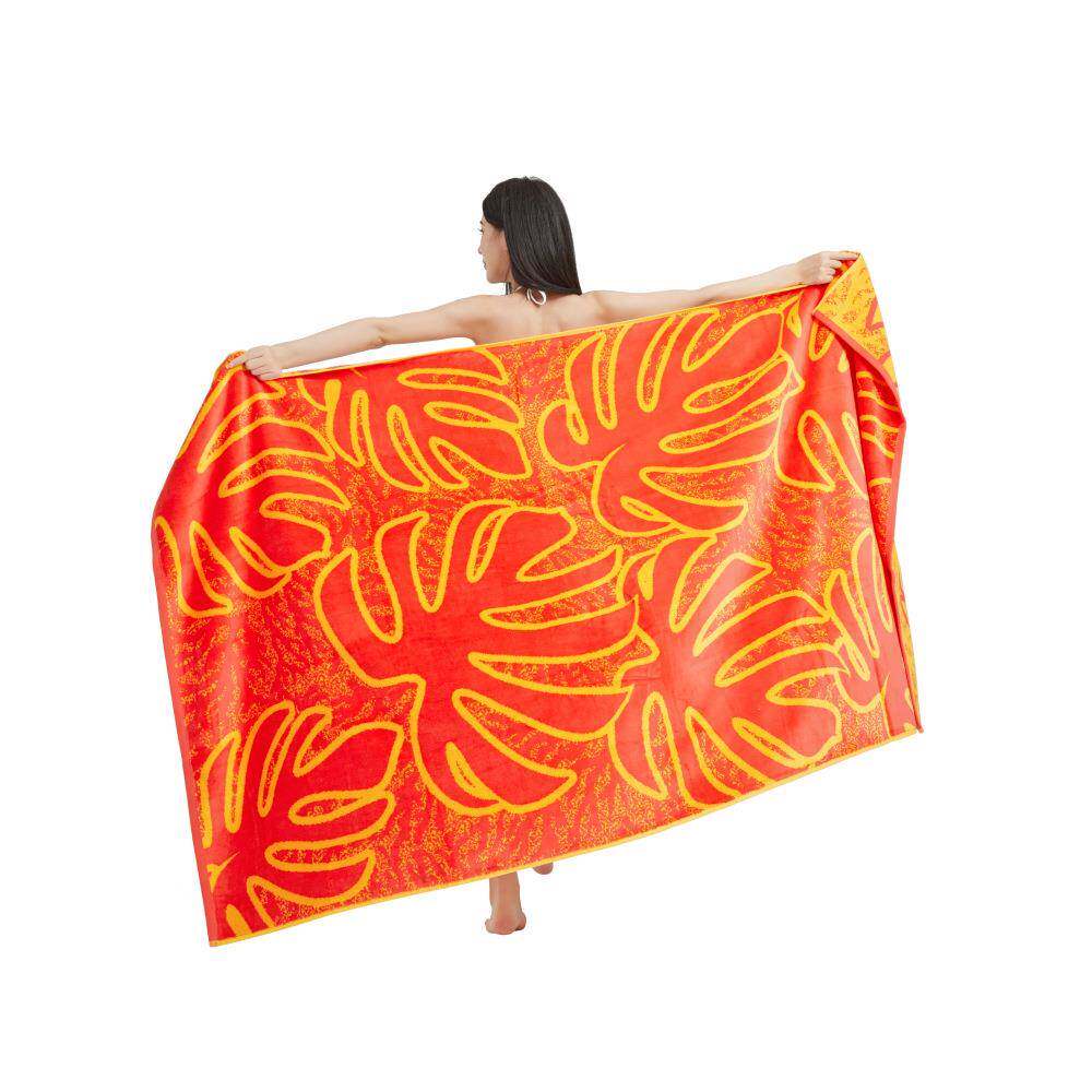 直销新款欧美轻奢风大浴巾双面色织割绒毛圈加厚纯棉海边游泳浴室