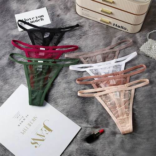 Women Mesh Thong Floral G-string Panties Ladies Sexy T-Back