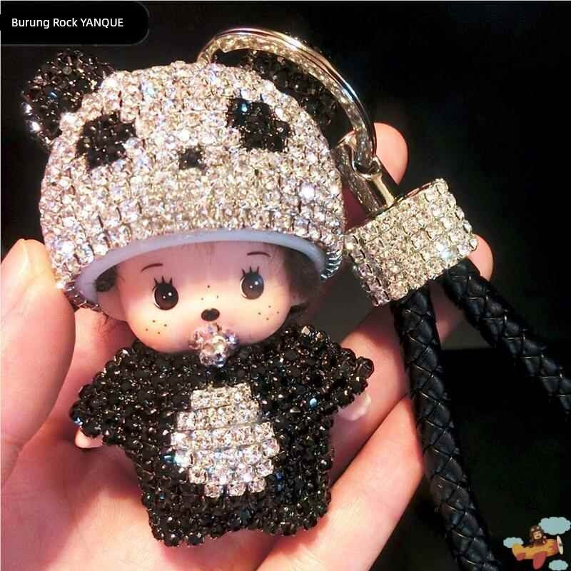 韩国创意镶钻可爱公仔水晶包包挂件镶钻蒙奇奇汽车钥匙扣女礼品