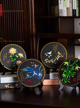 金乌炭雕梅兰竹菊创意家居工艺品摆件客厅书房办公室活性炭艺术品