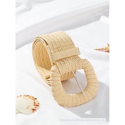 Vintage Bohemian Square Buckle Elastic Braided Belts Women S