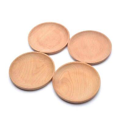 Round Plate Snack Wooden Cake Fruits Dish Room Dessert