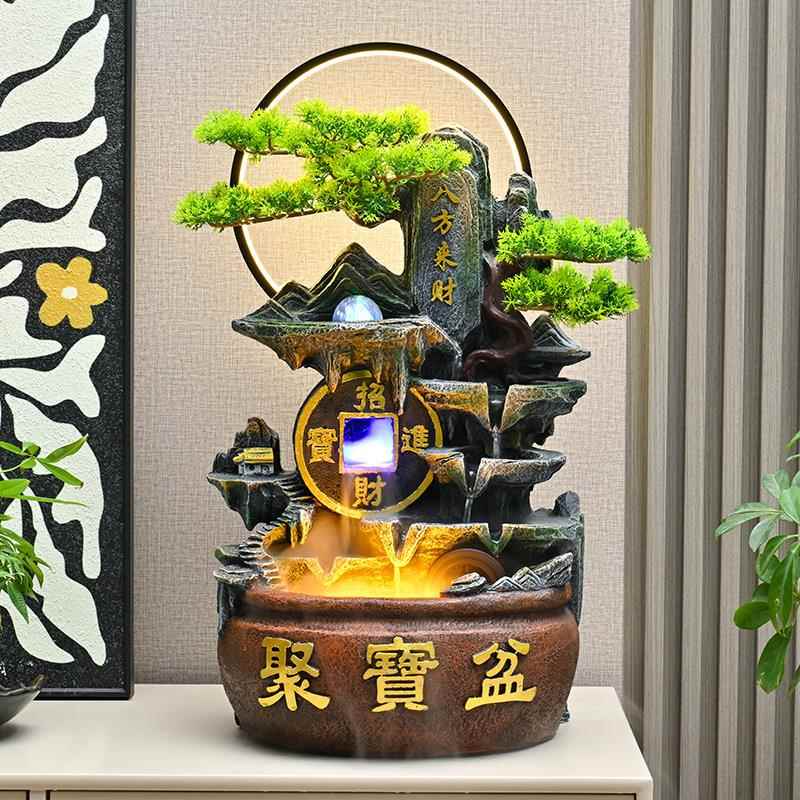 假山流水喷泉客厅循环水景观招财风水轮办公室生财桌面装饰品摆件