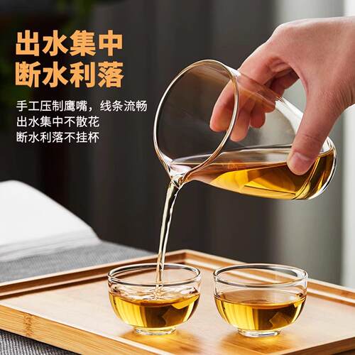 玻璃公道耐高温杯加厚高高硼硅新款小分茶器过滤WJZ功夫档茶茶具