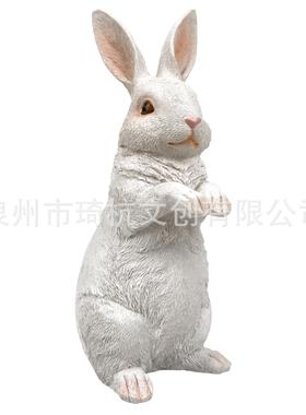 户外庭院花园景观仿真动物小白兔装饰摆件微景观树脂工艺品摆件