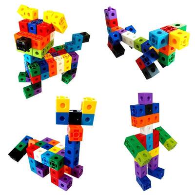 Linking Cubes Math Blocks Toy with Activity Cards 100pcs Num