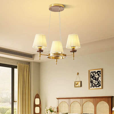 中古风客厅吊灯法式复古布艺民宿餐厅灯新中式别墅大厅主灯具4976