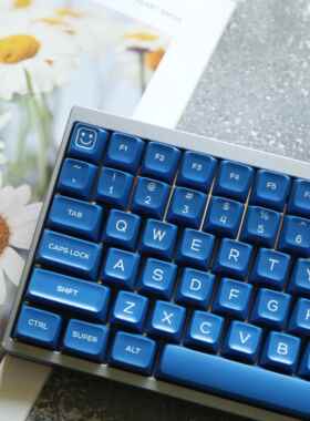 浅笑蓝透PBT二色 克莱因蓝色半透键帽类SA高度142键配61/75/87等