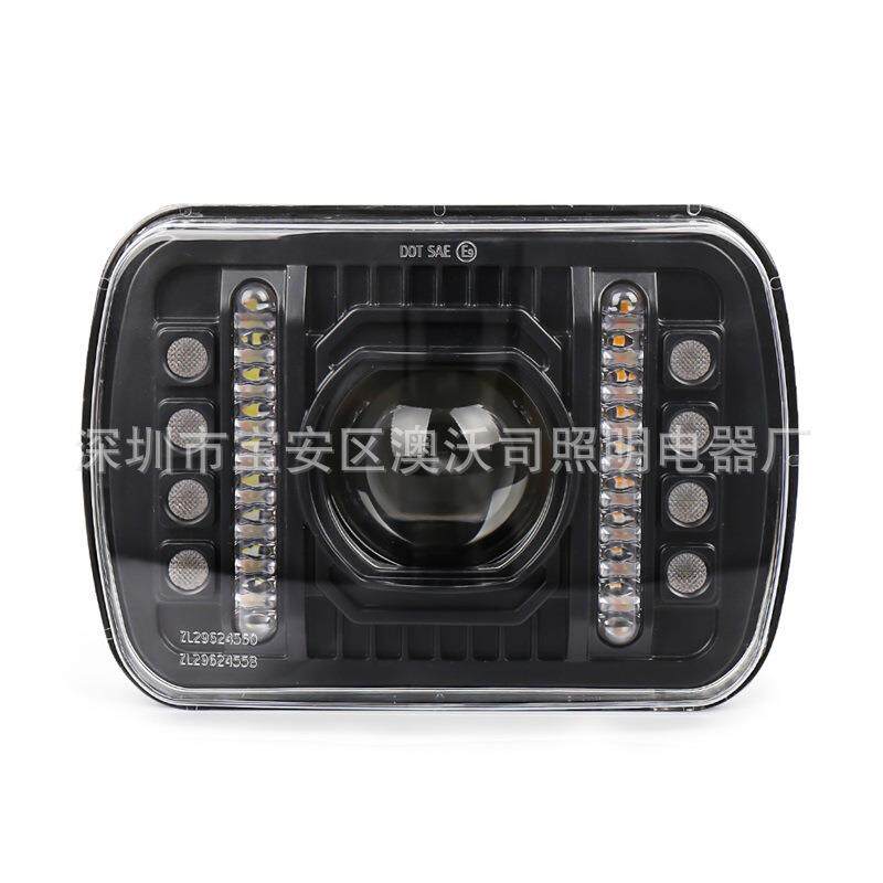 新款5X7牧马人大灯带切割线远近光日行灯适用切诺基改装前大灯