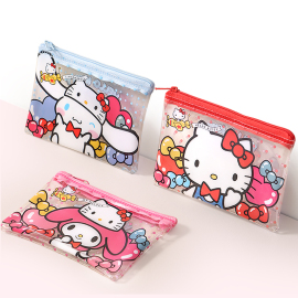 三丽鸥HelloKitty50周年卡包可爱透明拉链袋库洛米小女孩零钱包包