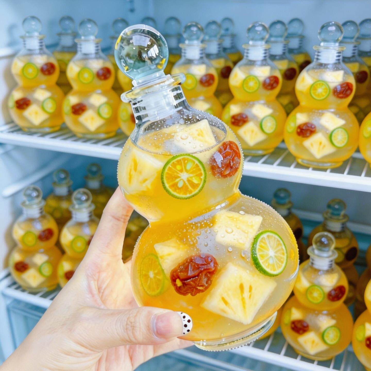 葫芦可携式手提冷饮水杯冷水壶玻璃耐高温食品级夏天冷泡冷萃放冰
