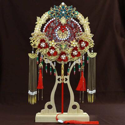 新品双色团扇批发结婚新娘秀禾服手工婚扇中式喜扇成品团扇9261