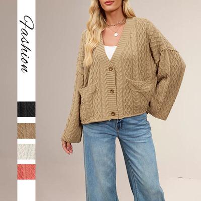Women's coat Fried Dough Twists knitting cardigan
