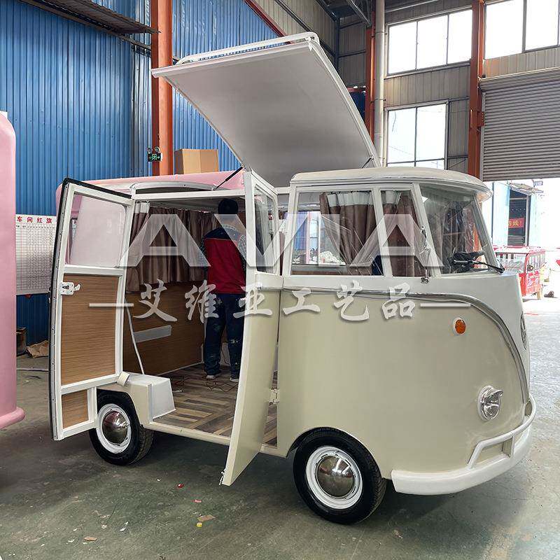 复古T1餐车商用餐厅移动多功能小吃咖啡奶茶冰淇淋车网红道具装饰