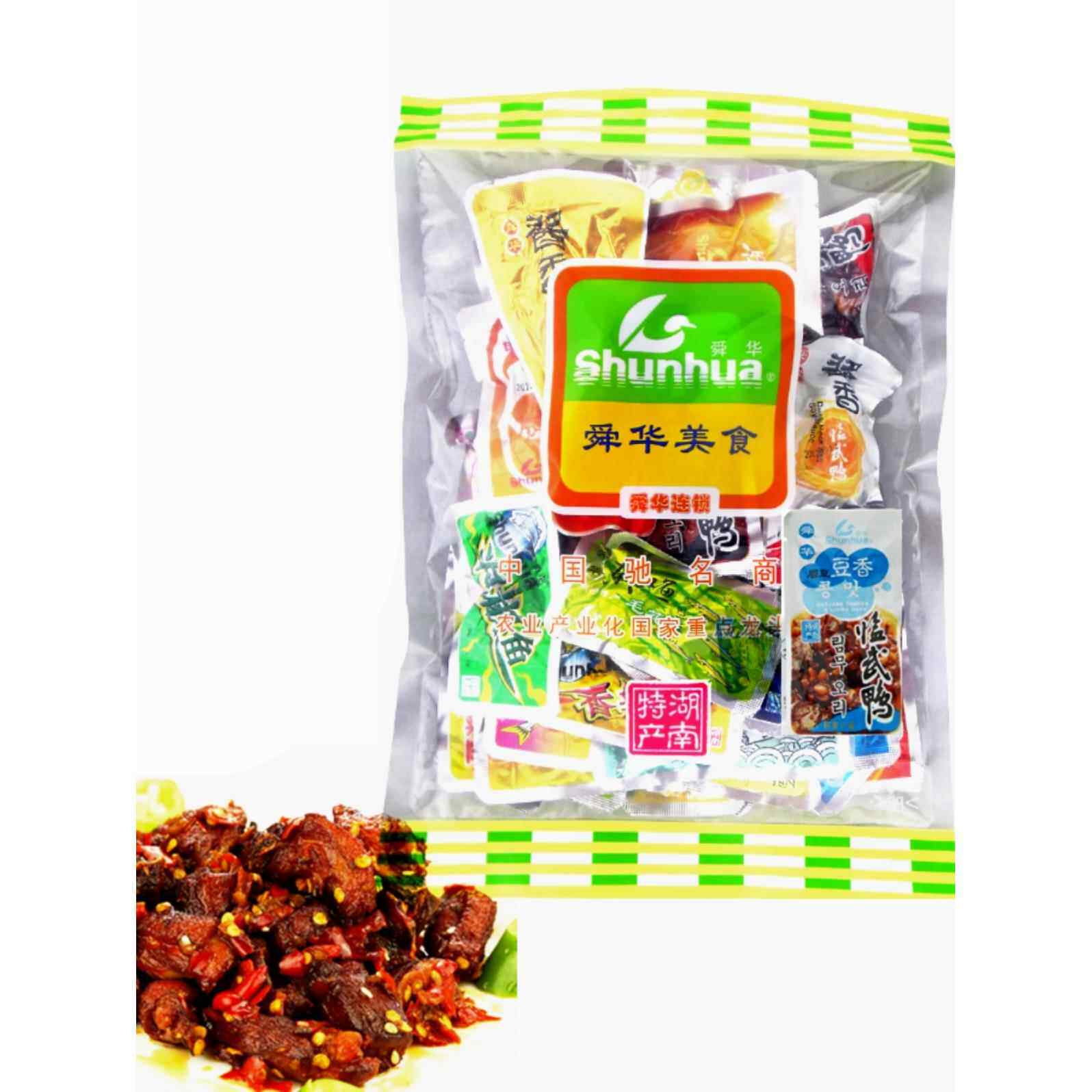 临武鸭舜华湖南特产茶油混合散装鸭肉脯500g香劲微辣熟食肠脖腿脚