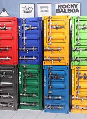 工业风金属铁艺集装箱床头带抽屉创意复古做旧小型居家储物收纳柜