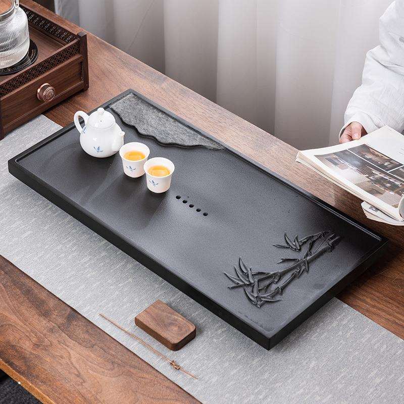 2025新款天然金石茶台茶海现代家用轻奢新中式浮雕茶盘办公室茶托