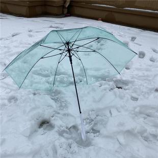 高档柄「糖果色 阴天」韩国半自动侣森系直杆伞拍情照长彩透明