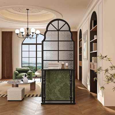 海棠玻璃实木屏风隔断入户客厅家用玄关法式复古进门家用酒店花架