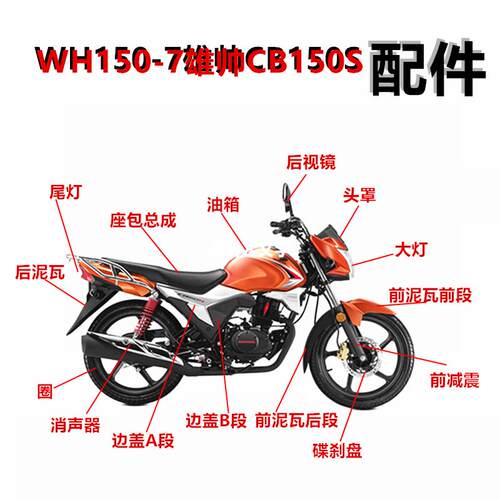 适用于摩托车配件本田WH150-7五羊雄帅CB150S前大灯壳 前导流头罩
