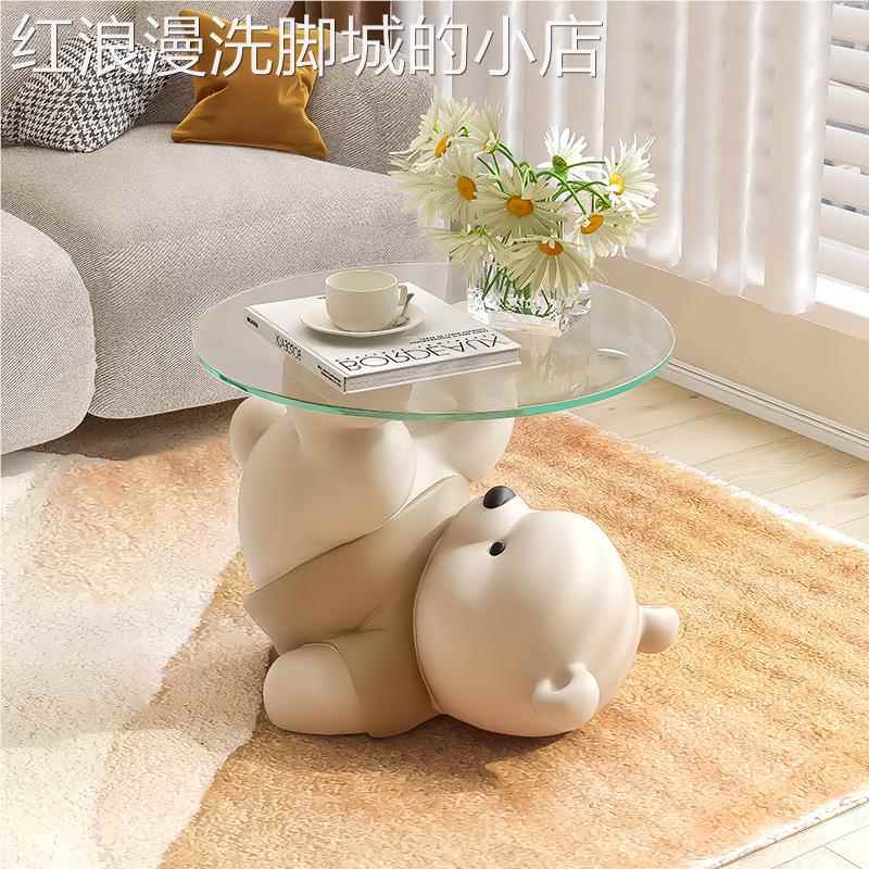 创意玻璃茶几落地摆件客厅沙发旁边角几床头柜家居装饰品乔迁礼物