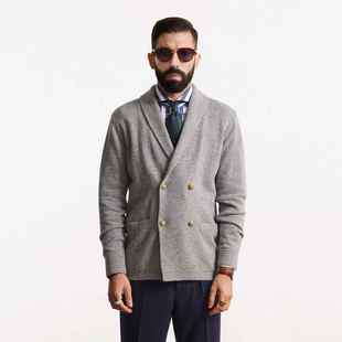 秋冬复古绅士常春藤IVY青果领双排扣毛衣美利奴羊毛针织开衫