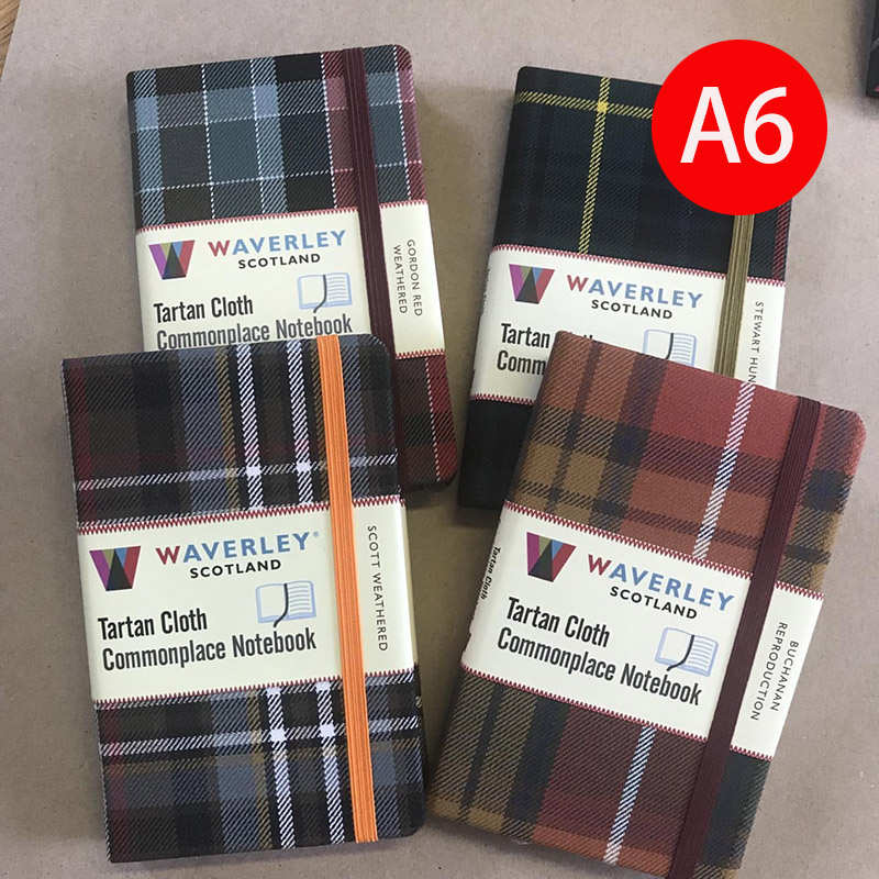 苏格兰waverley韦弗利笔记本子经典系列格子呢布面A6口袋型记事本