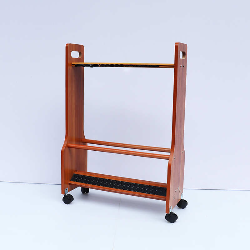 32杆橡木色鱼竿展示架 滚轮式鱼竿放置架 多功能鱼竿放置展示架