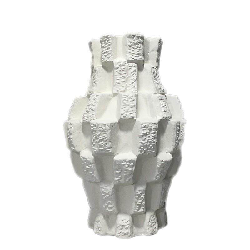 简约现代田园风花瓶摆件客厅树脂水晶玻璃金属花器插花白瓷花瓶