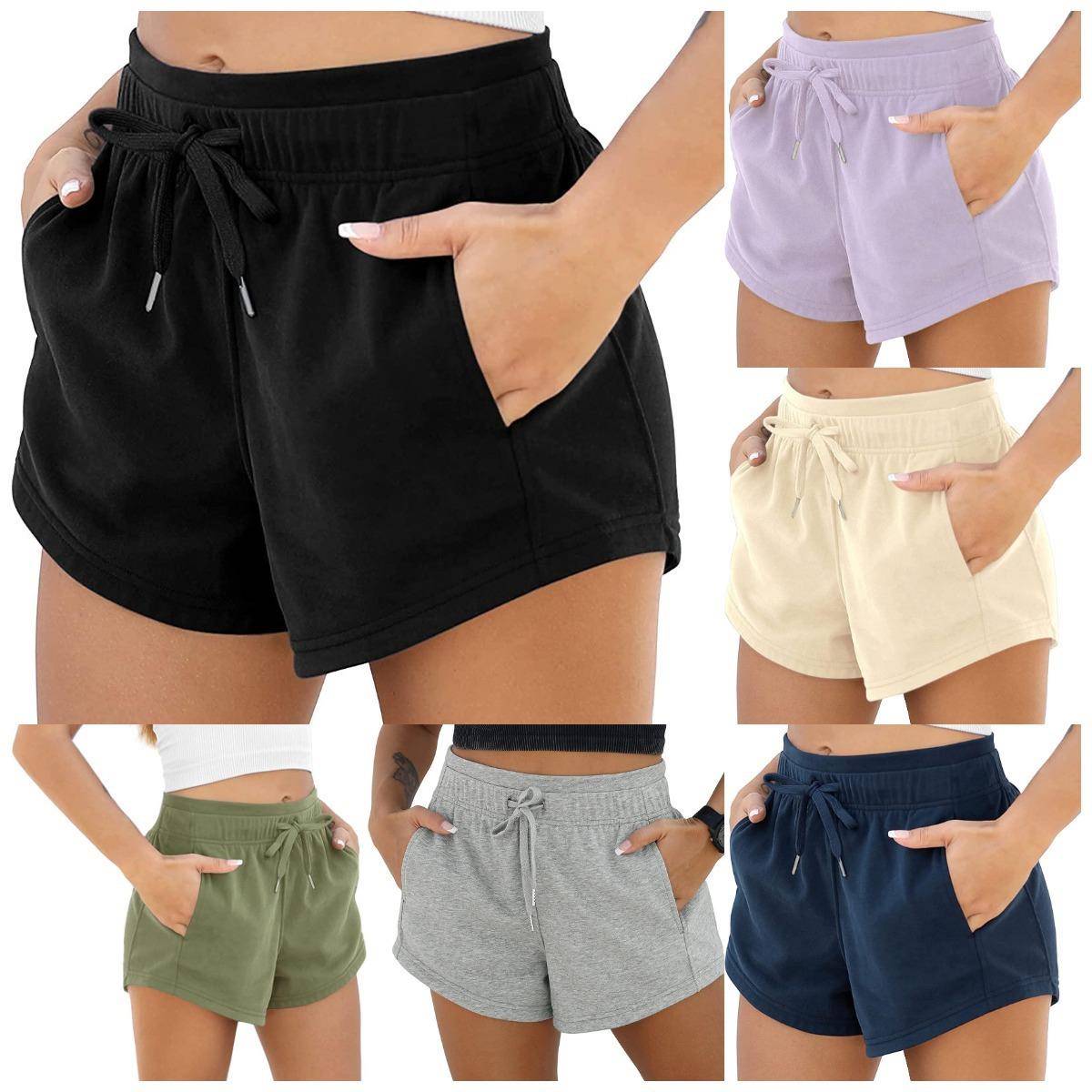 Women Sweat Shorts Pockets French Terry Drawstring Summer