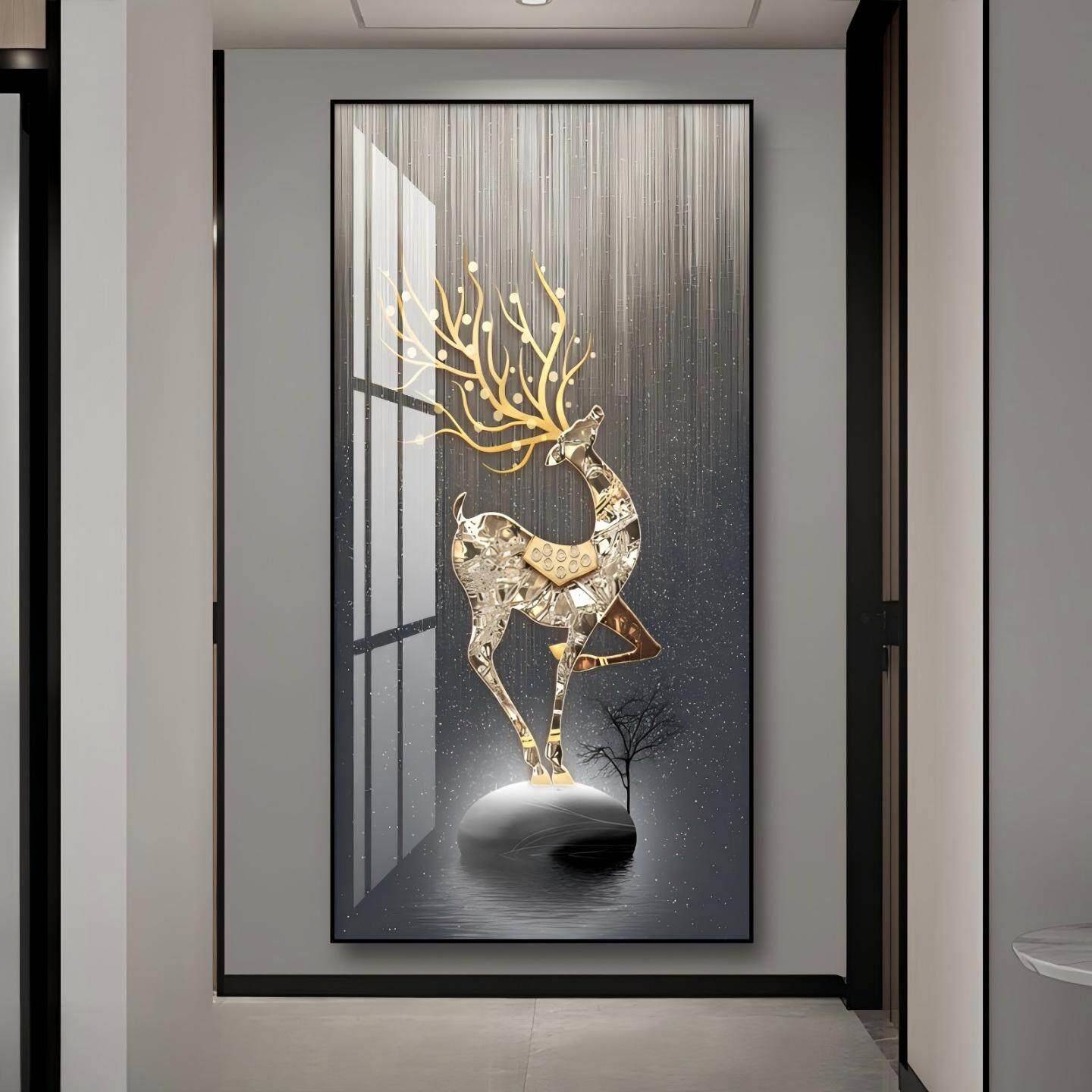 轻奢玄关装饰画高级感现代简约走廊过道壁画墙画客厅入户门竖版