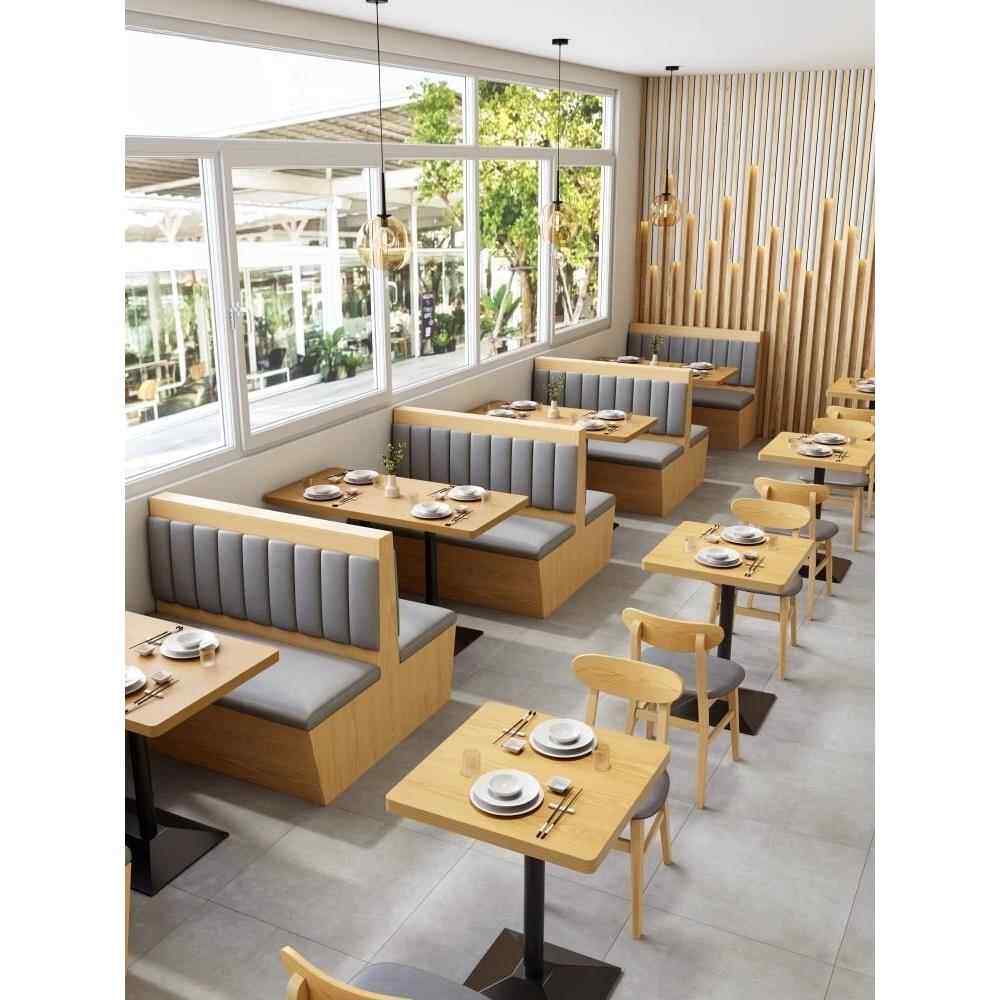 餐厅卡座实木桌椅沙发商用定制面馆西餐饮奶茶甜品饺子火锅店组合