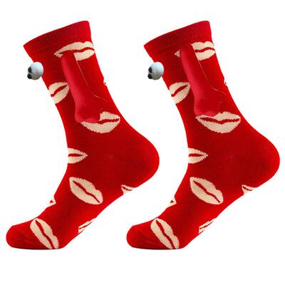 3D Dolls Funny Magnetic Holding Hands Socks 4 Pairs, Fashion