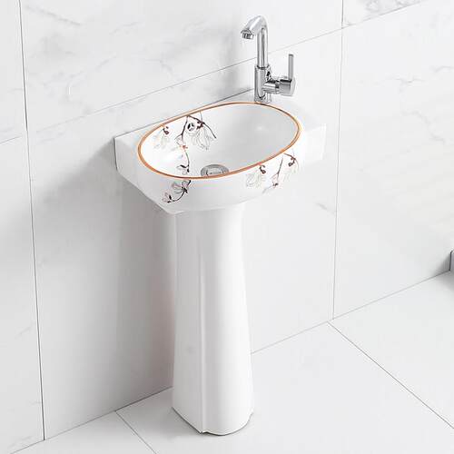 立柱盆洗手盆两件式落地式小户型化妆室立柱式洗脸盆阳台陶瓷洗漱