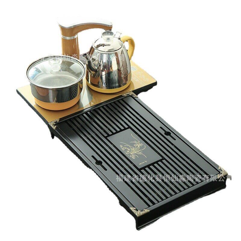 柯木功夫茶具套装家用整套紫砂陶瓷喝茶台茶海实木茶盘茶道全自动
