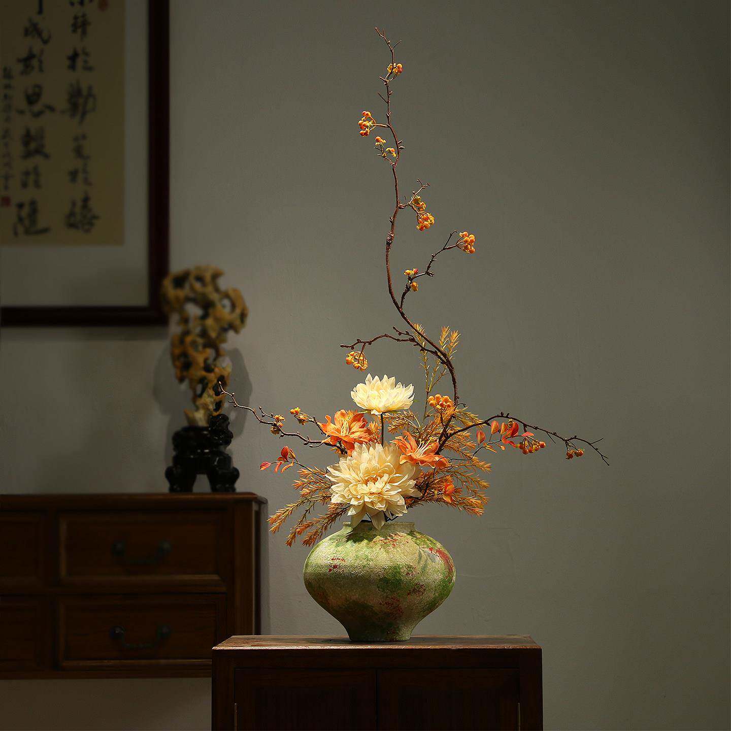 宋代美学陶瓷花瓶新中式客厅电视柜玄关装饰品禅意复古氛围感摆件