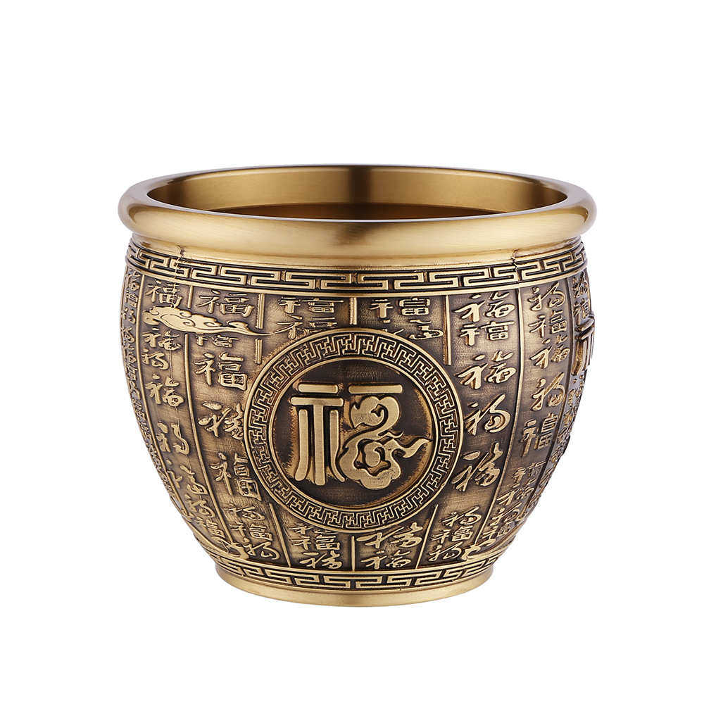 纯黄铜精雕百福祥云缸特大号招米缸聚宝盆书房桌面装饰品金属摆件,家居饰品,装饰摆件,淘宝优惠券,粉丝福利购,淘宝优惠卷