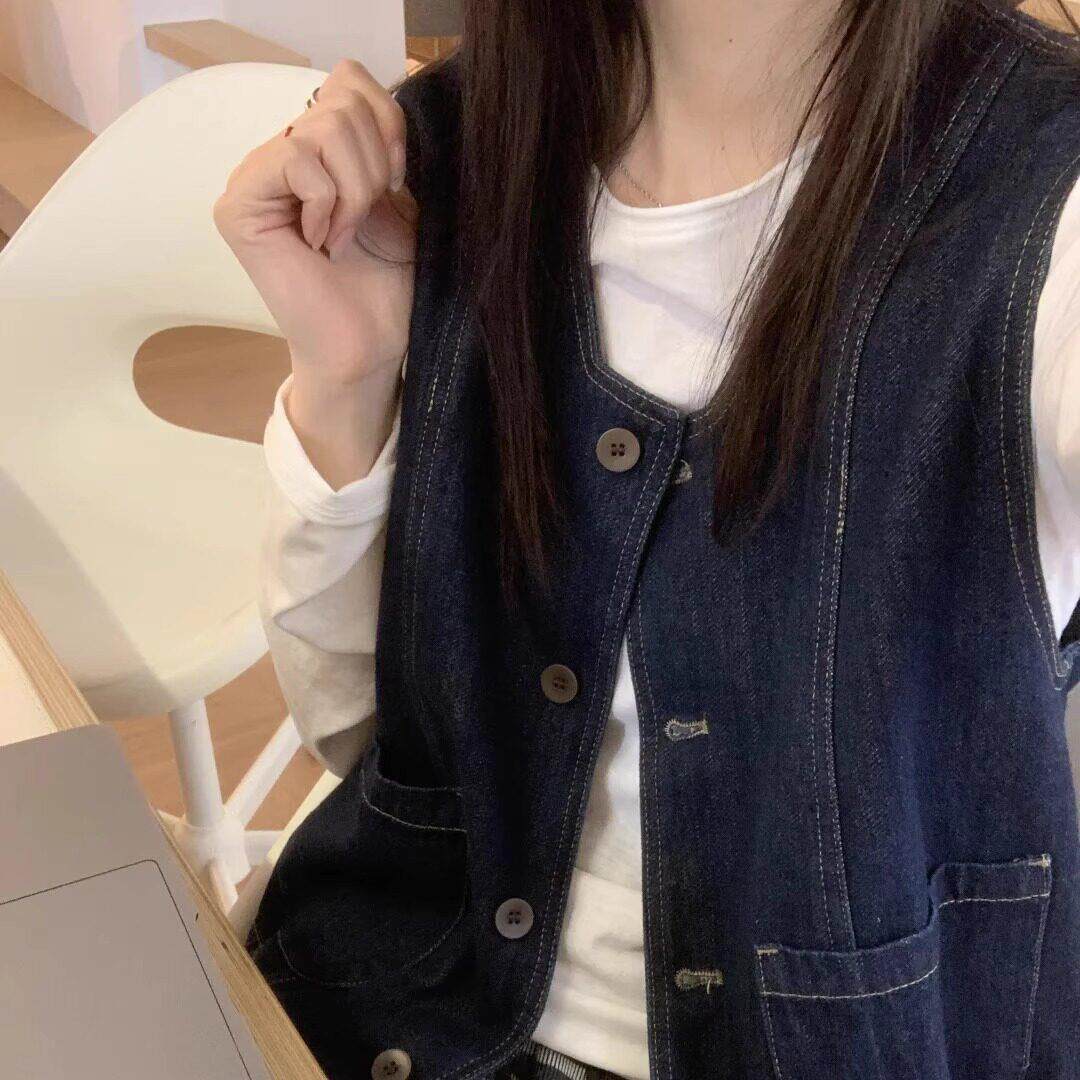 NextMary复古牛仔马甲女春夏叠穿背心外套小个子设计感坎肩马夹女