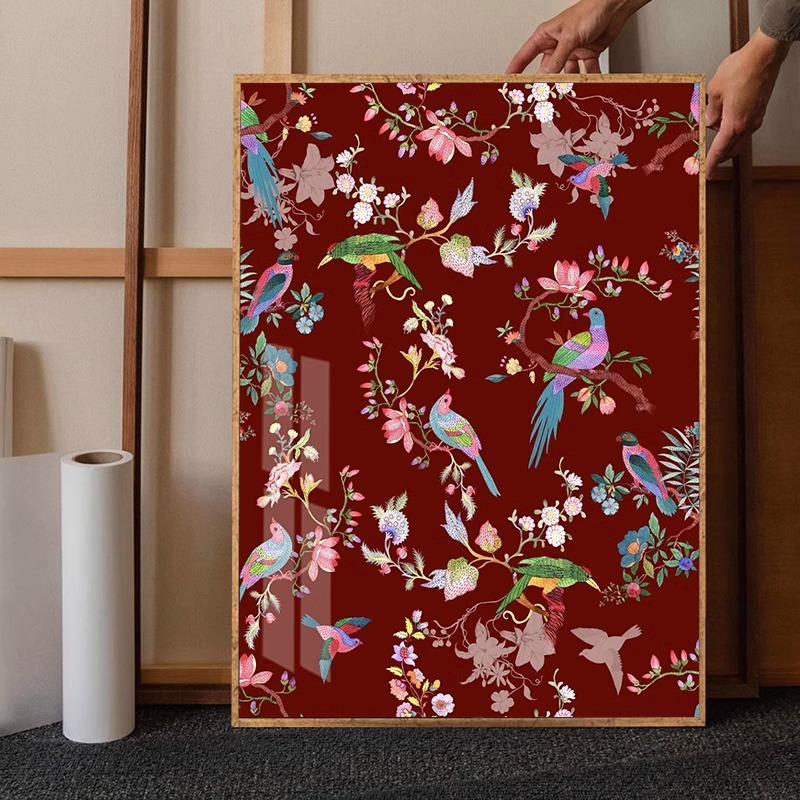 复古鹃雀枝头钻石画2025新款十字绣水钻带框手工点贴高级感装饰画