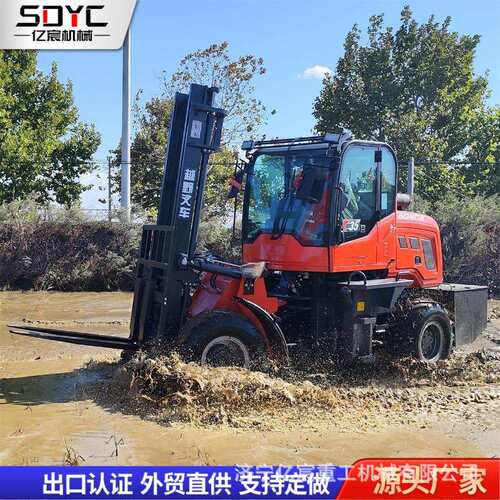四驱越野叉车3吨5吨多功能液压柴油搬运车起重升降一体装卸叉车