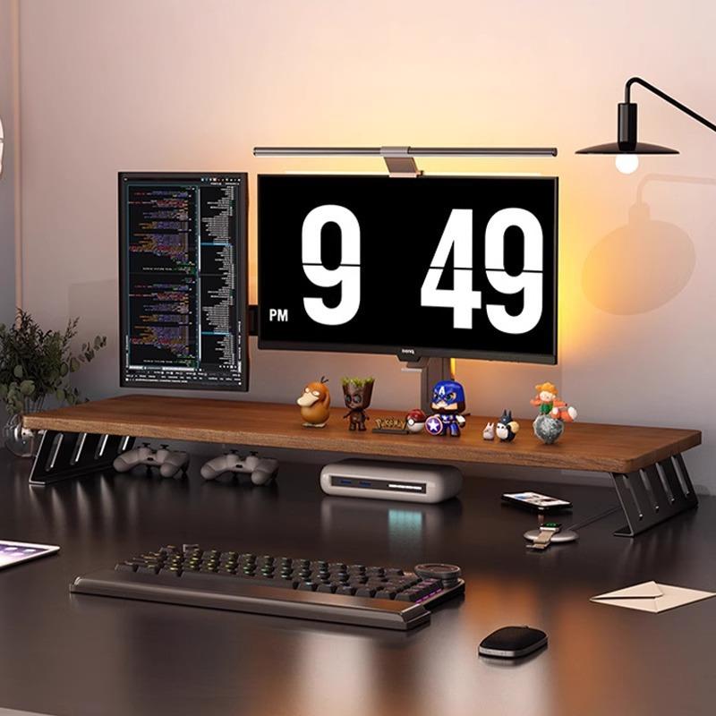 Desktop PC riser, monitor stand, shelf organizer, and laptop