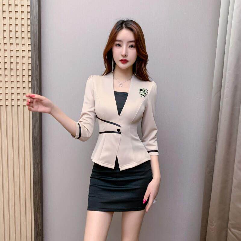 职业套装2023夏季新款桑拿工作制服两件套修身气质女士制服套装