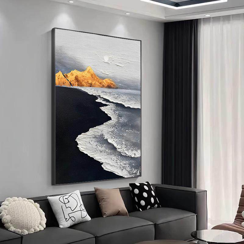 现代简约客厅装饰画黑白肌理感沙发背景墙挂画抽象艺术入户玄关画,家居饰品,现代装饰画,淘宝优惠券,粉丝福利购,淘宝优惠卷