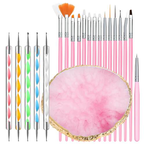 DIY 21 Pcs Nail Art Tool Set Nail Art Brushes Resin Palette