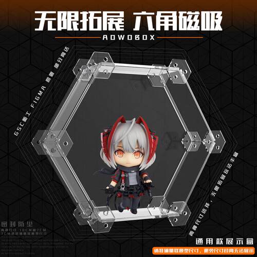 移不动六角形粘土人机娘Q版手办figma全透磁吸无限拓展拼接展示盒