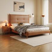 梧桐床床法式 床 复古琥珀棕色主卧全实木1米5黄杨木床网红美式