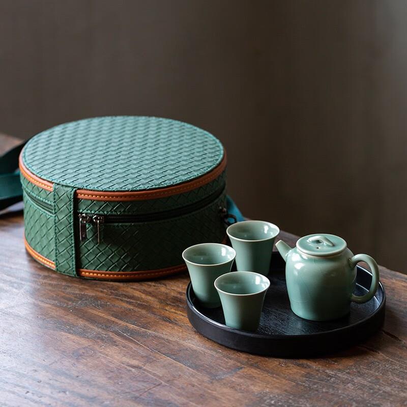 汝官窑旅行茶具套装高档茶壶茶杯整套便携式包车载功夫户外泡茶器